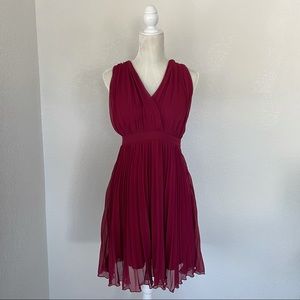 Moon Pleated V-neck Dress